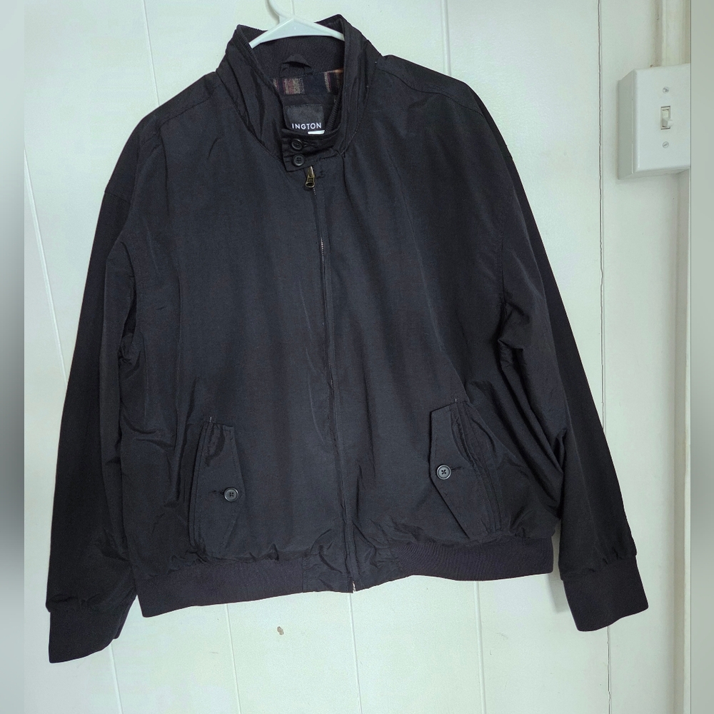 Covington Harrington Plaid Lined Zip Up Bomber Jacket Men XL Black Vintage Retro - Picture 3 of 13